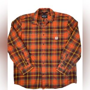 Carhartt Men's Orange Plaid Shirt